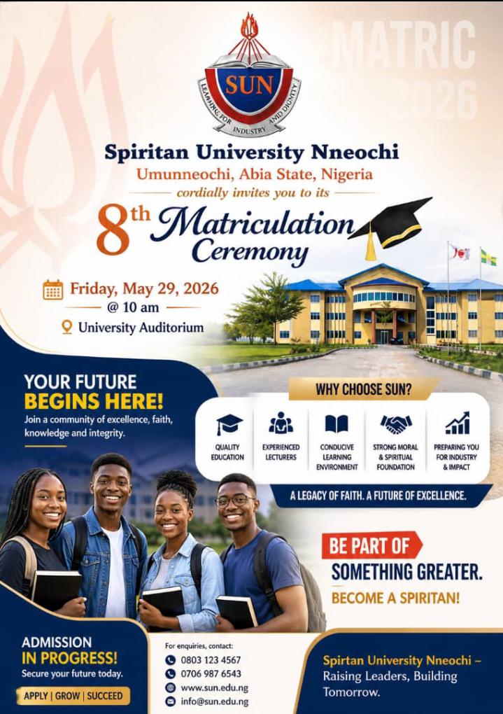 Spiritan University Nneochi Announces 8th Matriculation Ceremony